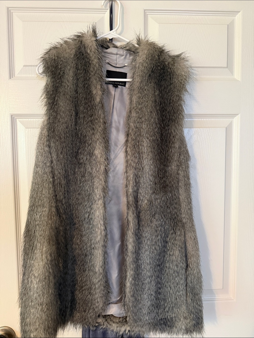 Banana Republic Grey Faux Fur Open Vest